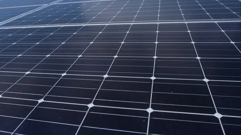 Tracking slider close up of solar panels generating renewable energy Video stock 78041181