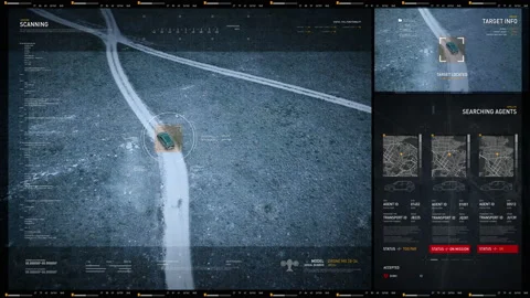 Tracking Software. Detecting and following a vehicle on the road via Drone.UI Vídeo Stock 147041211