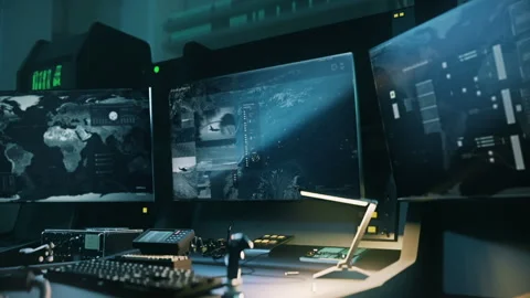 Tracking software looking for rival army forces position for military operation Stock Footage 304704559