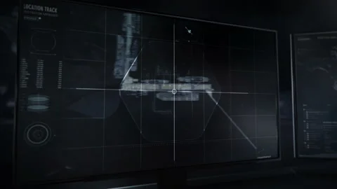 Tracking software. Using satellite to observe the suspicious aircraft carrier. Video stock 197343531