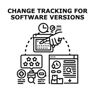 Tracking software versions and update management process Illustrazione stock