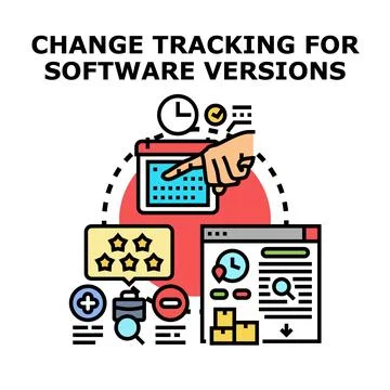 Tracking software versions and update management process Stock Illustration