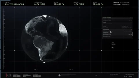 Tracking Software.Scan and Analysis of China .Mission Launch. Animation. UI Stock Footage 278468928