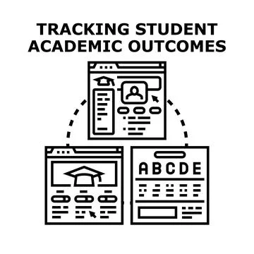 Tracking student academic outcomes digital education system Stock Illustration
