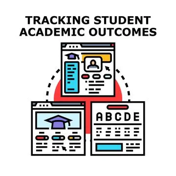 Tracking student academic outcomes digital education system Stock Illustration