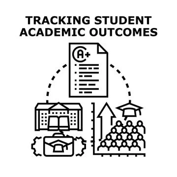 Tracking student academic outcomes education concept Stock Illustration