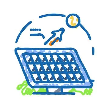 Tracking system solar panel icon doodle illustration Ilustración de archivo
