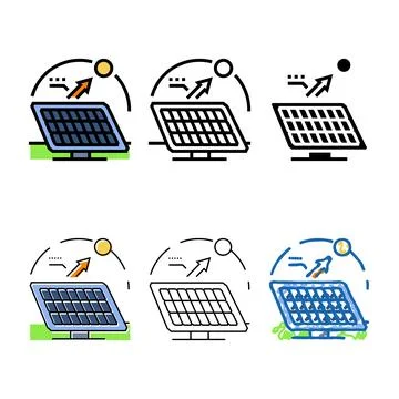 Tracking system solar panel variations color icon vector Ilustración de archivo