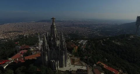 Tracking Temple Tibidabo Stock Footage 115173165