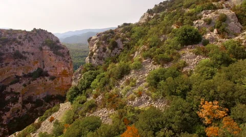 Tracking Through Mountains in a Gorge Stock Footage 66924369