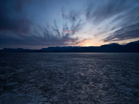 Tracking Time Lapse Desert Playa in vivid HDR Sunset Stock Footage 74563770