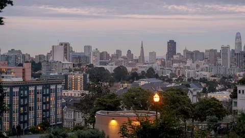 Tracking Time-lapse of San Francisco Coming to Life as Clouds Move and Stock Footage 114965953