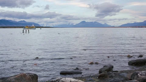 Tracking time lapse of Última Esperanza Sound in Puerto Natales, Patagonia Stock Footage 258419581