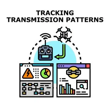 Tracking transmission patterns data analysis Stock Illustration