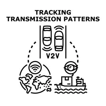 Tracking transmission patterns global network monitoring concept Stock Illustration