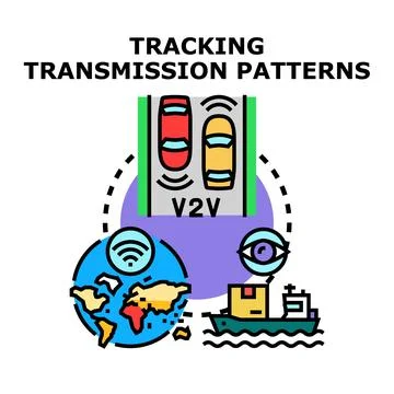 Tracking transmission patterns global network monitoring concept Stock Illustration