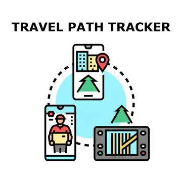 Tracking travel path and delivery logistics concept Stock Illustration