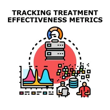 Tracking treatment effectiveness metrics data analysis concept Stock Illustration