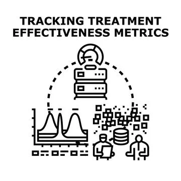 Tracking treatment effectiveness metrics data analysis concept Stock Illustration