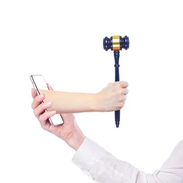 Tracking the trial online using a smartphone through the courts' websites Stock Photos