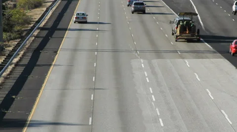 Tracking truck down freeway to Seattle roadsign Stock-Footage 29612626