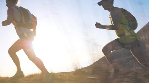 Tracking Ultra-marathon runners Stock Footage 120834457