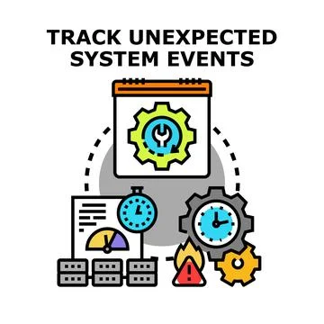 Tracking unexpected system events in data analysis Stock Illustration