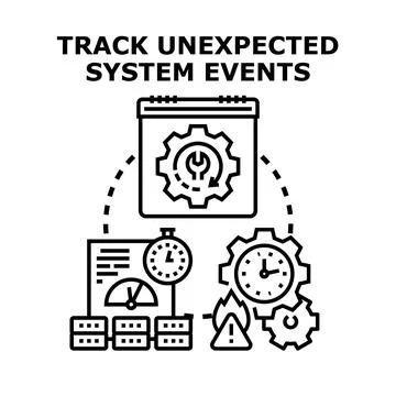 Tracking unexpected system events in data analysis Stock Illustration