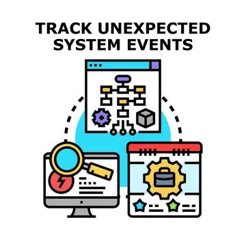 Tracking unexpected system events process development イラスト素材