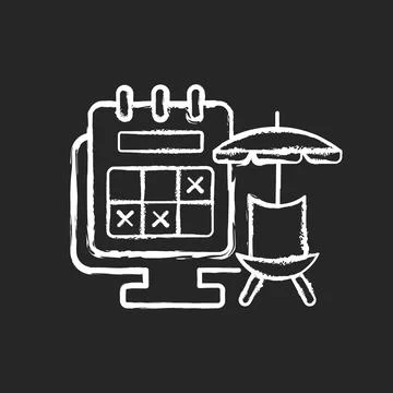 Tracking vacation time chalk white icon on dark background 스톡 일러스트