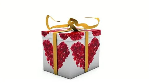 Tracking into valentine's day gift box with alpha channel Video stock 22040231