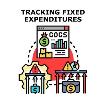 Tracking various fixed expenditures and cost management strategy Stock Illustration