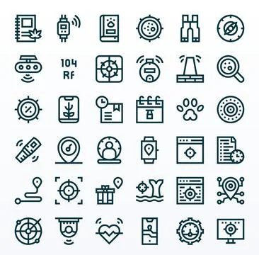 Tracking Vector Icon Set with 36 Bold Line 256x256 PIXEL Perfect Graphics Stock Illustration