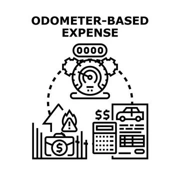 Tracking vehicle mileage for expense calculation concept Stock Illustration