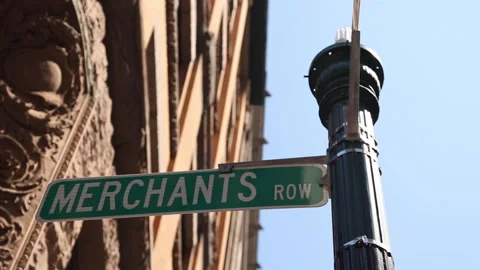 Tracking View Of Merchants Row Street Sign Stock-Footage 134196342