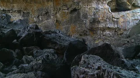 Tracking Volcanic Cave Stock Footage 20494796