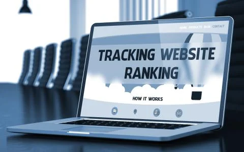 Tracking Website Ranking - on Laptop Screen. Closeup. 3D Stock Illustration