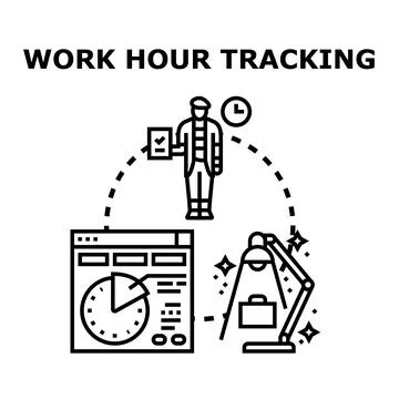 Tracking work hours and managing business productivity Stock Illustration