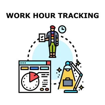 Tracking work hours and managing business productivity Stock Illustration