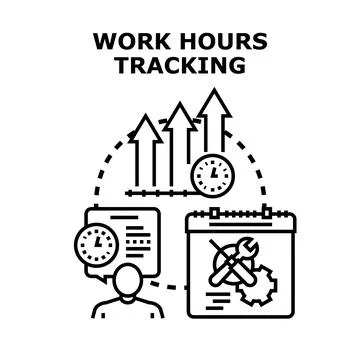 Tracking work hours, productivity and project management Stock Illustration
