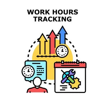Tracking work hours, productivity and project management Stock Illustration