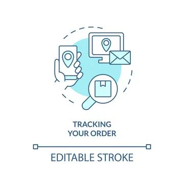 Tracking your order turquoise concept icon Stock Illustration