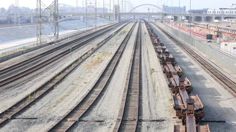 Tracks Of Rail Yard In Downtown Los Angeles 스톡 동영상 315192196