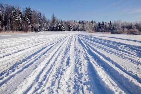 Tracks on snow Stock Photos