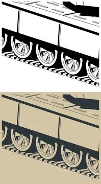 Tracks of the Soviet T-72 main battle tank close up イラスト素材