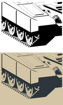 Tracks of the Soviet T-72 main battle tank close-up Illustration