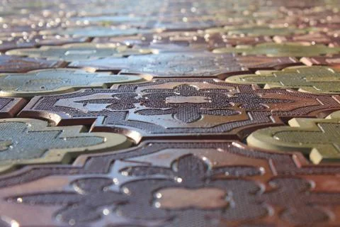 Tracks from tiles Stock Photos