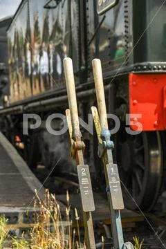 Trackside levers to operate manual points Stock Photos