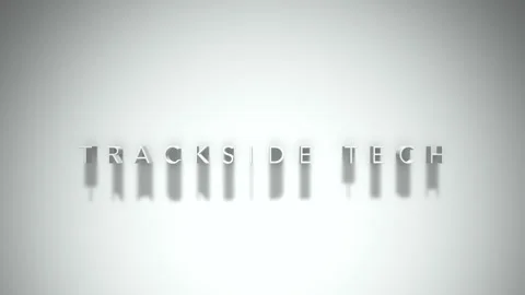 TRACKSIDE TECH 3D title animation with shadows on a white background Vídeo Stock 296791245