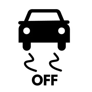 Traction control off warning light control system indicator light black silh Stock Illustration